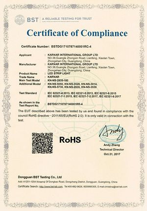 UL sertifikatas,FCC sertifikatas,CE liudijimas, skirtas LED apšvietimui 5,
18062111,
KARNAR INTERNATIONAL GROUP LTD