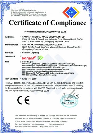 Certificat
KARNAR INTERNATIONAL GROUP LTD
